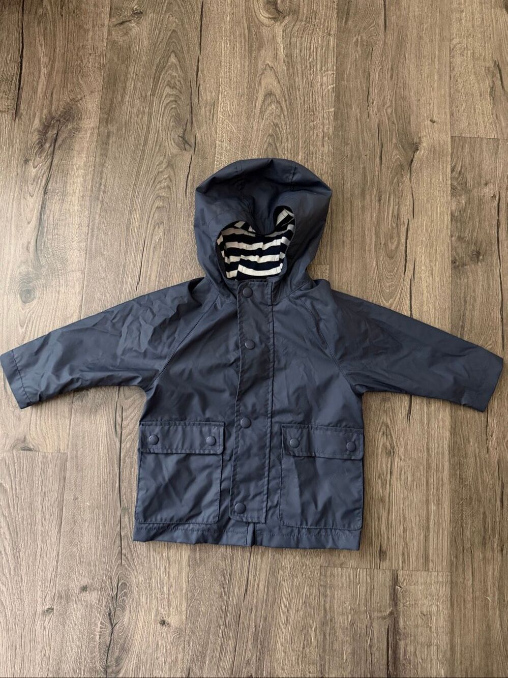 Gap Toddler Jersey-Lined Raincoat Size 12-18 mo Blue Rain jacket